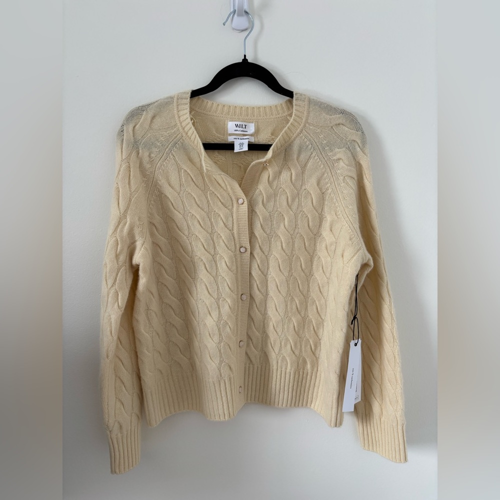 BNWT Wilt Cream Cable Knit Cardigan 100% Cashmere